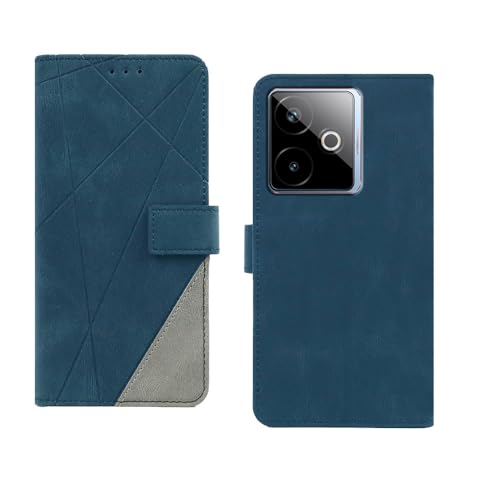Image of amazon basics Realme GT 7T 5G Flip Cover | Card Pockets Wallet & Stand | Flip Cover for Realme GT 7T 5G (Blue with Grey)