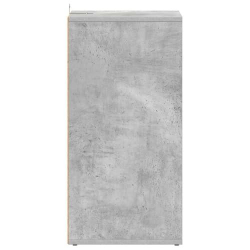 Armoire à chaussures bois gris béton meuble de rangement 5 compartiments - 8
