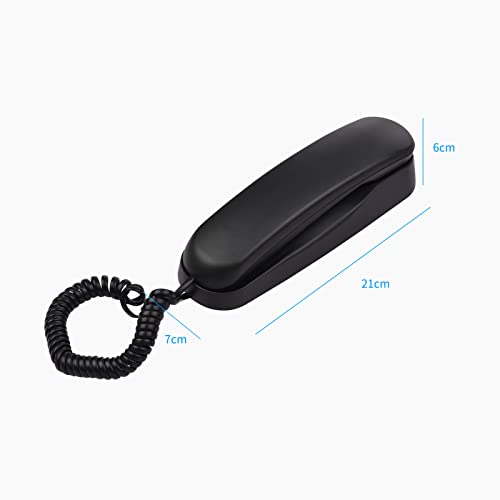 Teléfono fijo con cable mini para escritorio negro miniatura 6