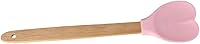 Vista 3 de Espátulas de silicona en forma de corazón, espátula de madera para hornear con mango de madera para mezclar cocinar, hornear, revolver, servir