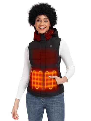 ORORO Women's Heated Vest with 90% Down Insulation and Detachable Hood (Battery Included)-Slim Fit...