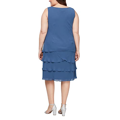 Image of S.L. Fashions Women's Mother of The Bride Tiered Jacket Dress with Shoulder Embellishment