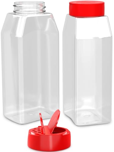 2Pcs Large Seasoning Containers with Wide Mouth for Easy Filling – 32 Oz Spice Containers with Dual Shake Airtight Lids for Spices | Transparent Seasoning Shaker, Durable & Odor-Resistant Spice Shaker