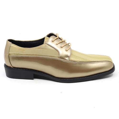 Men's Oxford Lace up Striped Satin Patent Tuxedo Dress Shoes MC-1792