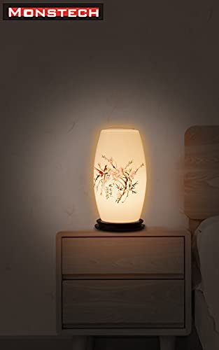 Table Lamp Oval Ceramic Chinese Lamp With Birds And Flower For Living Room Bedroom Office #TOP2