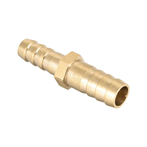 QUARKZMAN 10mm a 8mm Diámetro Recto Latón Espiga Manguera Montaje Reductor x 1uds Conector recto Adaptador para Manguera Conexión, Conector de Lengüeta de Latón [Dorado Tono]