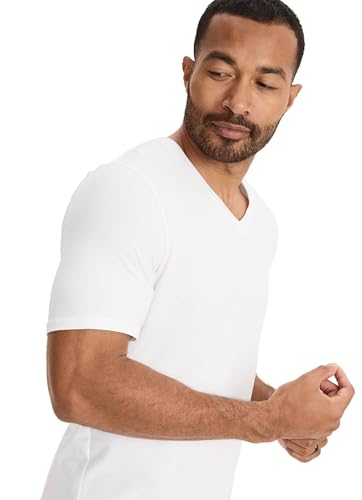 Jockey Cotton Stretch Fitted V-Neck Undershirt 3 Pack T-Shirts for Men, Diamond White, XL - image 6