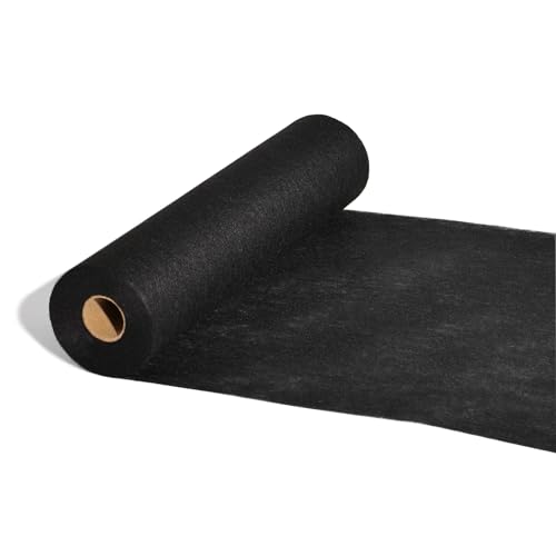 FRKOKRFA Chemin de Table en Non-tissé - Noir - 25 m x 30 cm Nappe décorative - Décoration de Table pour Anniversaire, Mariage, baptême, Communion et Autres célébrations