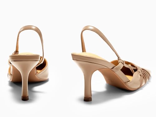 Image of Coutgo Womens Slingback Kitten Heels Closed Pointed Toe Pumps D'Orsay Wedding Party Dress Shoes