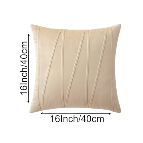 Image of Amazon Brand - Umi Decorative Striped Throw Pillow Covers 16 X 16 Inch,Soft Solid Velvet Pillow Covers Cushion Case with Zigzag Pattern for Sofa Bedroom 40 X 40 Cm (Pack of 5) Beige