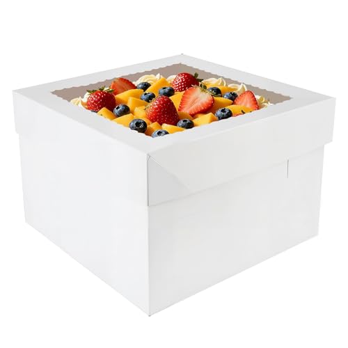 JOCHER 15 PCS Cake Boxes 12 Inch, 12x12x8 Inch White