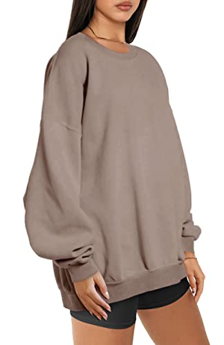 Trendy Queen Sweatshirts For Women Hoodies Oversized Crewneck Tops Sweaters Comfy Fall Winter Outfits Clothes 2024 Fashion Coffeegrey L thumb #1