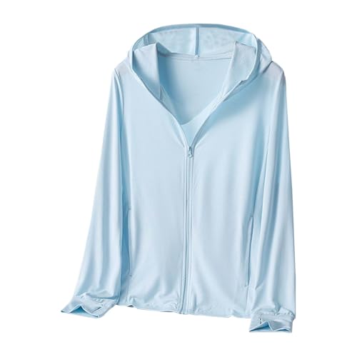 YOSUWOAI Men's UPF 50+ Sun Protection Hooded Jacket Outdoor Lightweight Full Zip Hoodie Jacket Long Sleeve Fishing Hiking UV Protection Summer Jacket Quick-Drying Running Jacket UV Long Sleeve Shirt