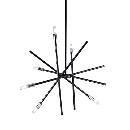 Lustre suspension noir géométrique réglable E14 pour salon et salle à manger