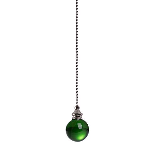Image of Ceiling Fan Pull Chain Set - 2 pieces Green Crystal Ball 30mm Diameter Fan Pull Chains 20 Inch Ceiling Fan Chain Extender with Chain Connector Home Wedding Decor Ornament Pendant