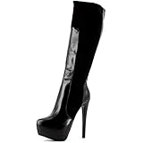  Luichiny Damen Plateau-Kniestiefel Really Mine schwarz Gr. 37,5