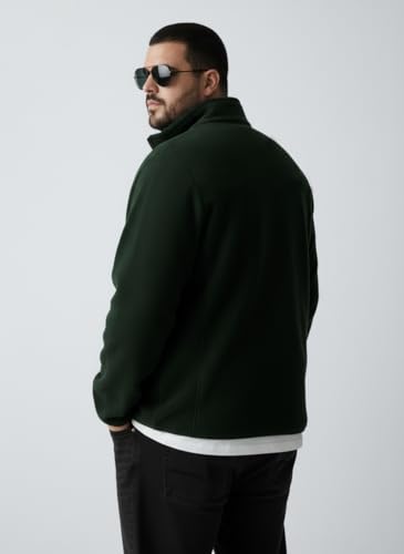 Image of UNSTD Men Plus Size Fleece Jacket for Men Standard Length | Winter Wear Full Sleeves Zipper Jacket | Warm & Comfortable Big and Tall Jacket