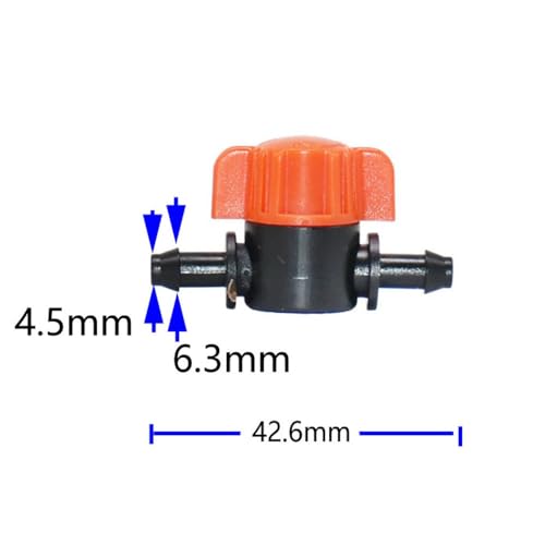 Accesorios de riego por goteo con mini válvula de 4mm y conector barb de 6mm, pack de 10 3