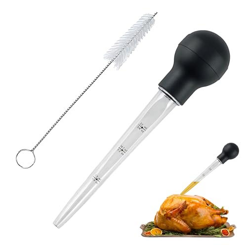 Fleischspritze und Reinigungsbürste Set,Bratensaftspritze mit Bürste,Truthahnbaster für Geflügel und Fleisch Fleischspritze und Reinigungsbürste Set,Bratensaftspritze mit Bürste,Truthahnbaster für Geflügel und Fleisch