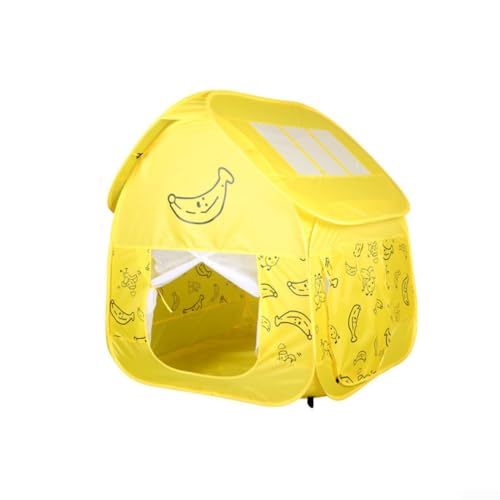Zoegneer Tienda de campaña para niños con estampado de plátano amarillo para interiores y exteriores, cortinas de malla transpirable, fácil montaje, tela ligera, marco de alambre de acero, 94 x 94 x