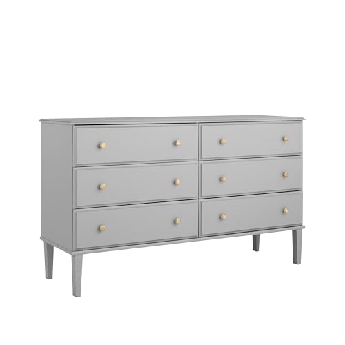 Image of Prepac Lux Dresser, Grey Dresser for Bedroom, Chest of Drawers with 6 Drawers 18.5 inch D x 56.25 inch W x 33 inch H, GDBR-2306-1