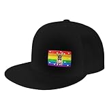 Rainbow LGBTQ Pride Love is Love French Bulldog Dog Fashion Flat Brim Sun Hat Unisex Outdoor Baseball Cap63