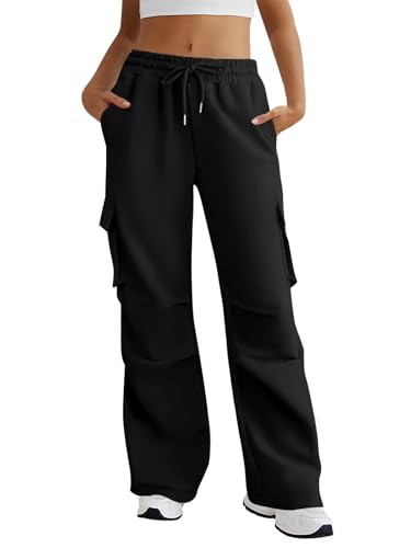 DLOODA Wide Leg Cargo Sweatpants Women Drawstring High...