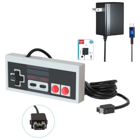 Switch Charger for Nintendo Fast Charger Cable + NES Controller for NES Classic Mini Edition (2016) with 10FT Extra Long Cable Cover