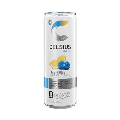 CELSIUS Fizz Free Blue Razz Lemonade, Sugar Free Energy Drink, 12 Fl Oz (Pack of 12)