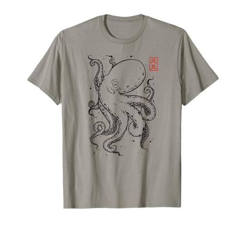 Pulpo Vintage Retro Estético Octopus Japonés Camiseta