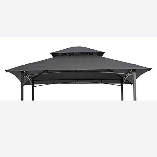 Savins gt1-ZJ 8x5Ft Grill Gazebo Replacement Canopy,Double Tiered BBQ Tent Roof Top Cover,Grey