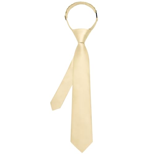 Image of Hi-Tie Pretied Boys Ties Solid Color Kids Adjustable Necktie Lapel Pin Clip Set Age 8-12 Wedding School Graduation