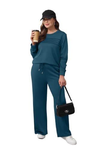 Image of WIHOLL Women's 2 Piece Sets Sweatshirt Casual Travel Outfits Lounge Wide Leg Tracksuit Cozy Sweatsuits Fashion 2026