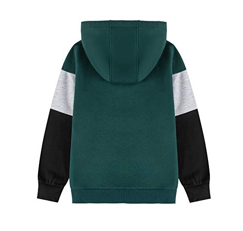 Alaviking Kids Soft Fleece Zip Up Hoodie Raglan Long Sleeve Color Block Sweatshirt Athletic Hoodie For Boys Or Girls 3-12 Years (Green-Xl) #TOP1