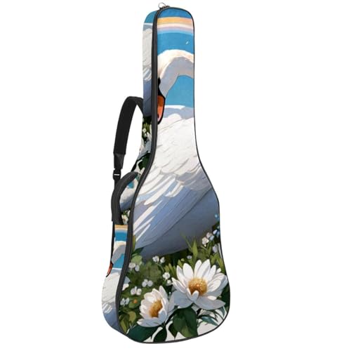 Sac pour guitare motif cygne et fleur pour transporter sa guitare en cours de musique