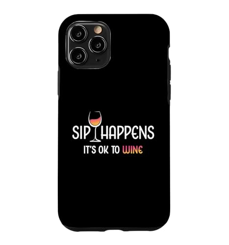 Sip Happens It's OK To Wine �������냏�C���O���X ���C���h�����N �X�}�z�P�[�X iPhone 11 Pro �p