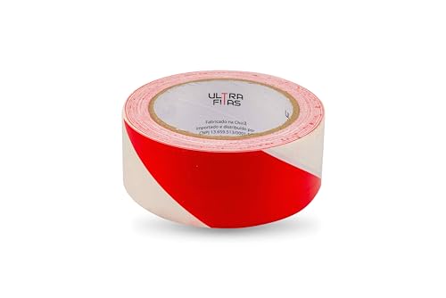 Fita De Demarcação PVC 30 Metros - Listrada (Branca e Vermelha)