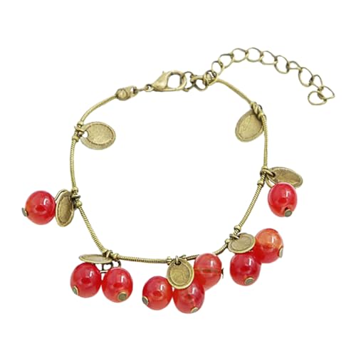 Bracelet cerise et bijoux fantaisie rouge pour accessoire de mode