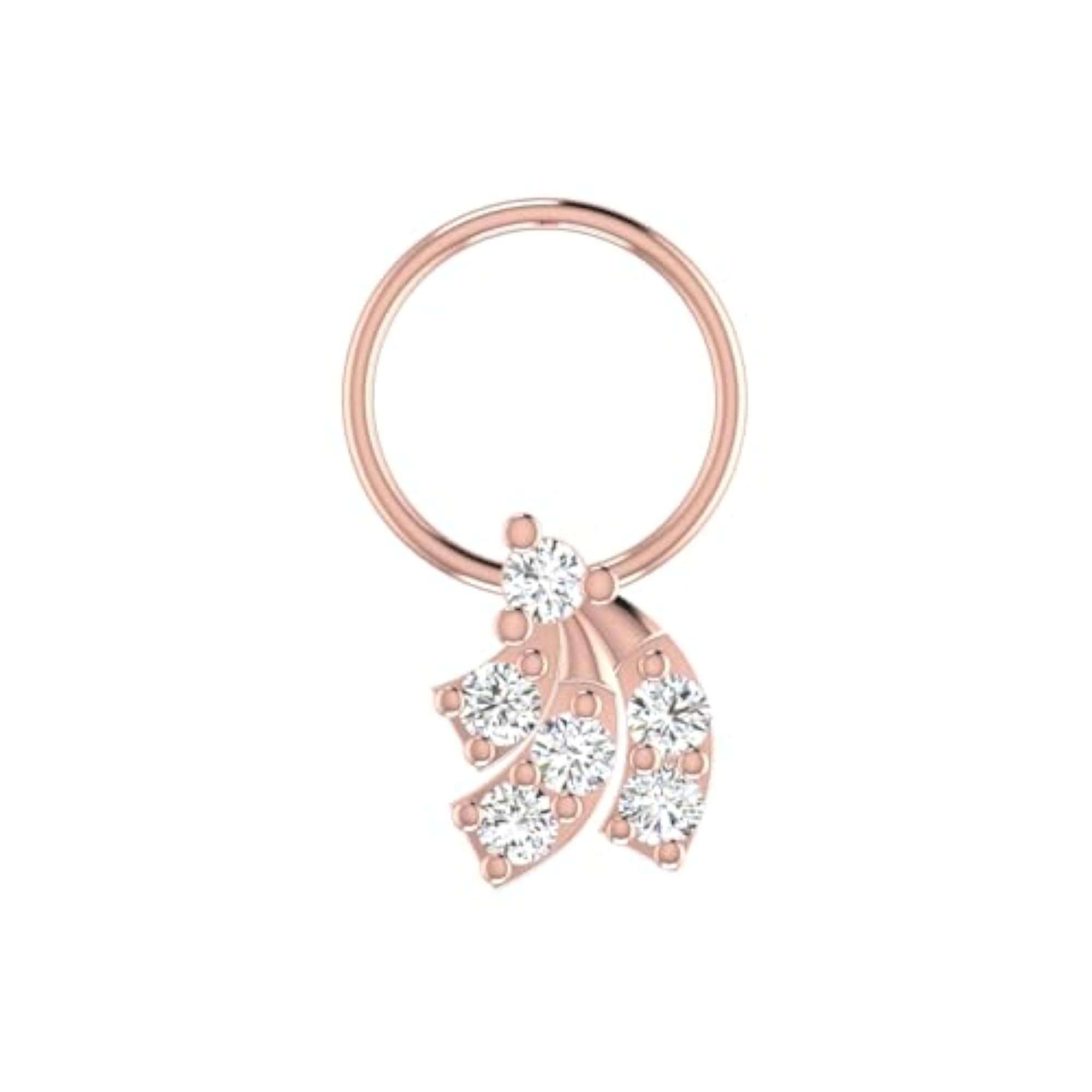 Women's 14Kt Rose Gold Stud Nose Ring, Elegant