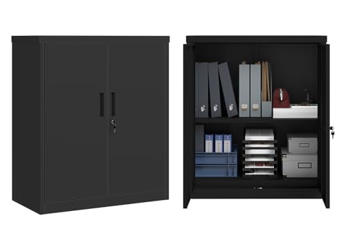 STEELSØN Regulus Aktenschrank abschließbar, Mehrzweckschrank Metall mit 2 Ebenen, Werkzeugschrank mit Doppeltüren inkl. Schloss und Verstellbarer Ablage,Aufbewahrungsschrank schwarz STEELSØN Regulus Aktenschrank abschließbar, Mehrzweckschrank Metall mit 2 Ebenen, Werkzeugschrank mit Doppeltüren inkl. Schloss und Verstellbarer Ablage,Aufbewahrungsschrank schwarz