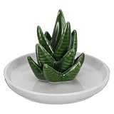 Bandeja para joyas aloe: la bandeja para exhibir joyas está hecha de cerámica esmaltada de calidad, tiene un diseño y una forma hermosos