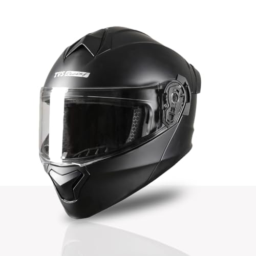 Image of TVS Racing SuperPose Smoked Dual Visor Flip Up Modular Helmet for Men and Women, ISI DOT Certified, ABS Shell, Quick Release Visor, Lightweight, Ventilated, Open Face to Full Face