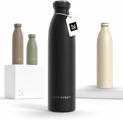 LARS NYSØM Trinkflasche 750ml - Trinkflasche Edelstahl - Thermosflasche | Hält 12h warm und 24h kalt - Auslaufsichere Wasserflasche - Kohlensäure geeignet - Doppelwandig - Für Spor