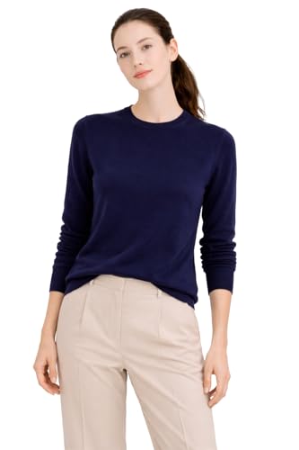 Image of Cashmeren Women's Basic Crewneck Sweater 100% Pure Cashmere Long Sleeve Round Neck Pullover