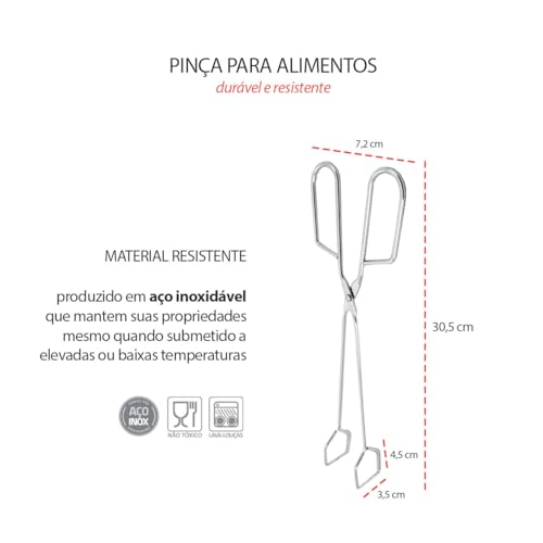 Genérico, Pegador Alimentos Pinça Churrasco Carne Culinaria Inox 30cm