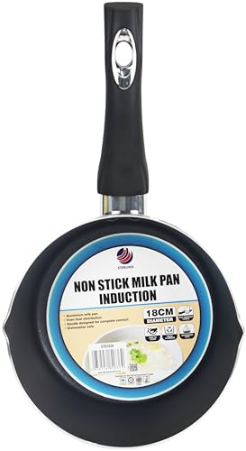 Non Stick Milk Pan Saucepan Set of 2 Pans 16cm & 18cm (2 litres Capacity) Black - Image 2