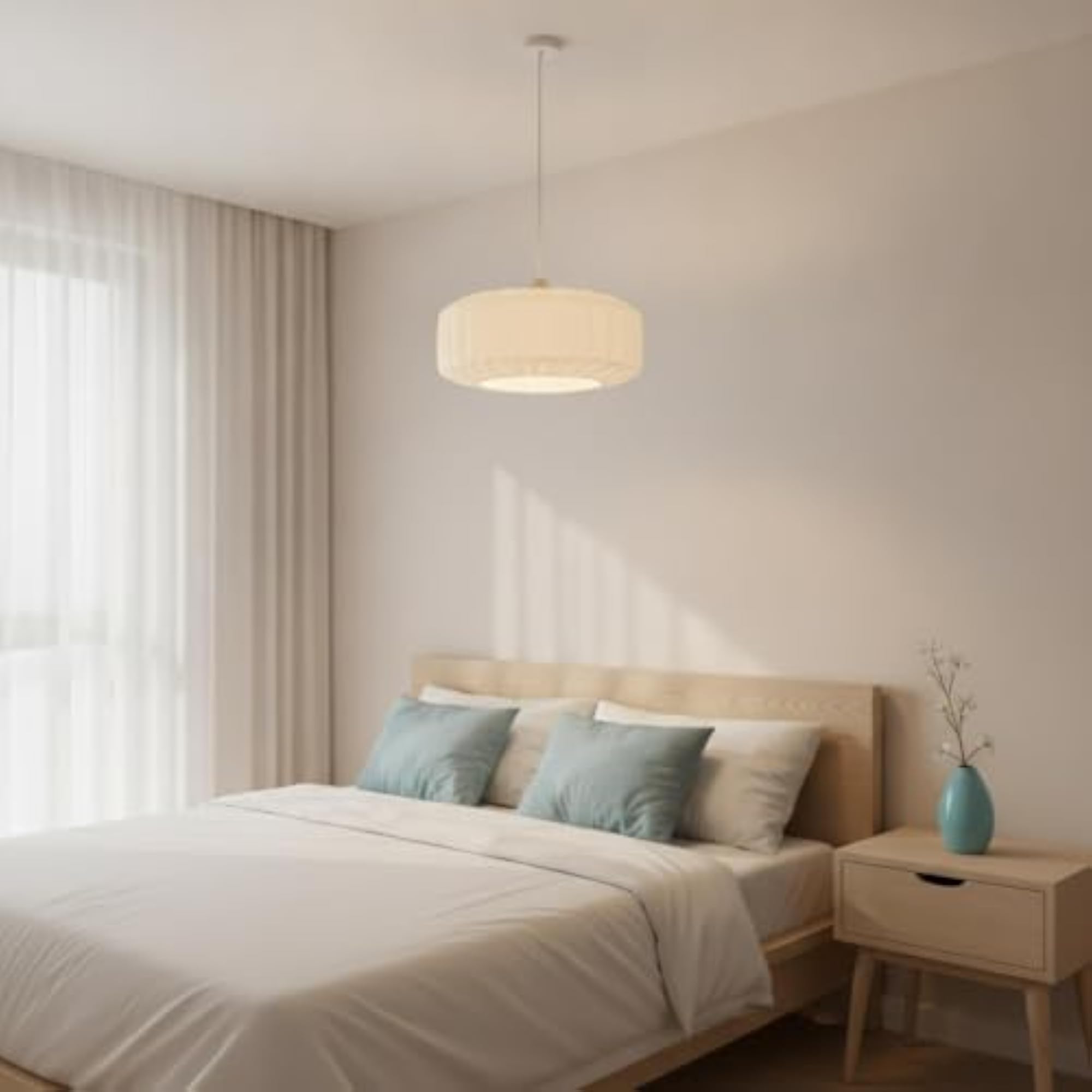 Ruffled Textile Lamp Shade Cover for Light Diffusion in Beige