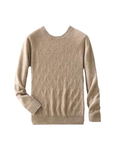Men's Cashmere Wool Sweater O-Neck Twisted Pullover Autumn Winter Casual Thick Large Size Top Brown Gray - Main Image