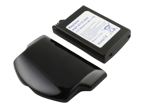 Akku kompatibel mit Sony PSP-S110 Li-Polymer 3 7V 1800mAh 6 7Wh 2nd Generation mit extra hoher Leistung mit Gehäuseabdeckung