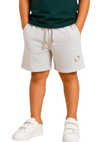 Image of Pilolo Kids Soft Cotton Terry Lycra Adjustable Drawstring Pocket Shorts for Boys